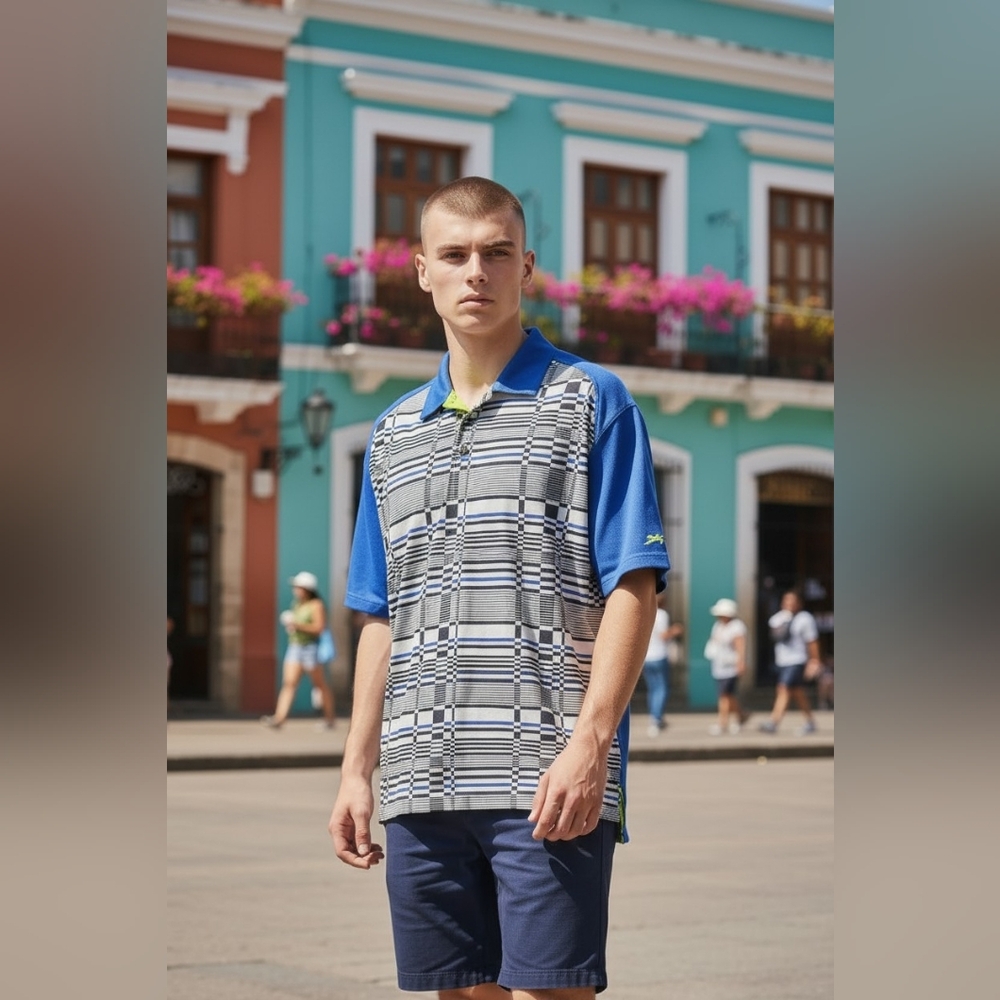 Slazenger Golf Men's Size 2XL Polo Shirt Short Sleeve Wicking Cooling Geometric